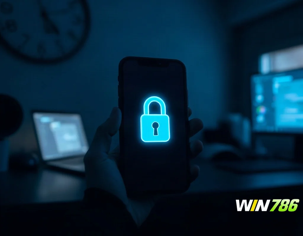 WIN786 account recovery quick verdict with padlock on smartphone