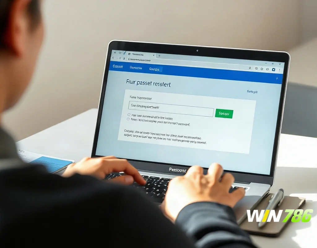 Step-by-step WIN786 account recovery on laptop and notes