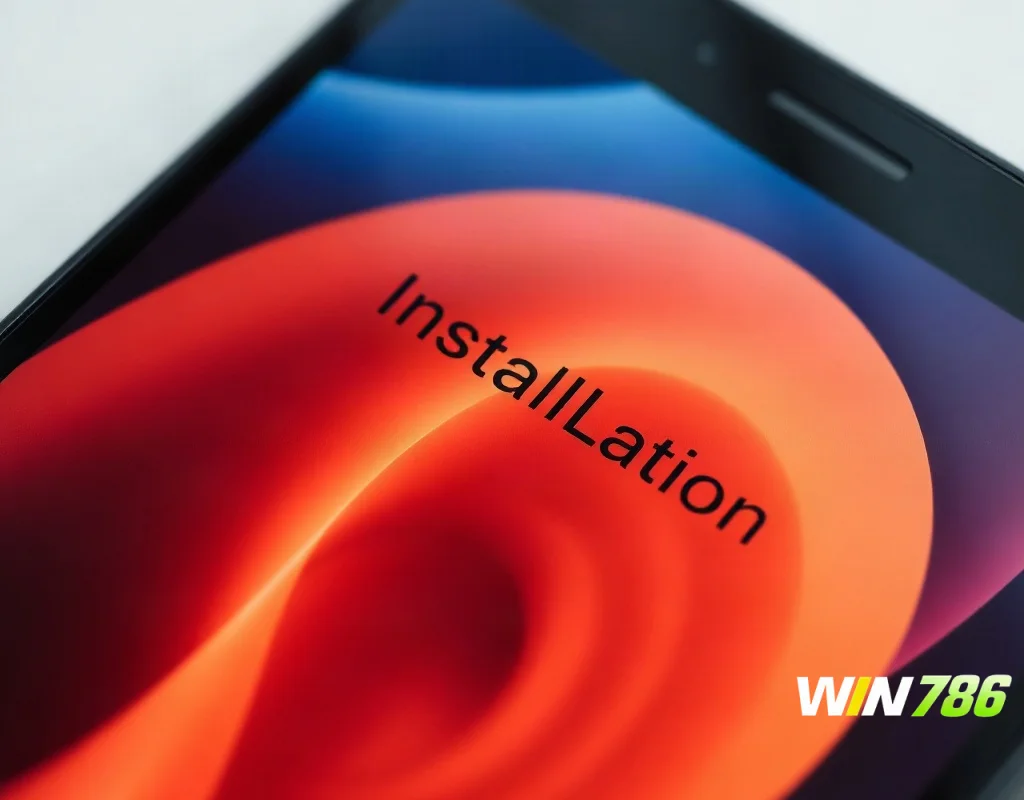 Android phone displaying generic app installation process for WIN786 APK