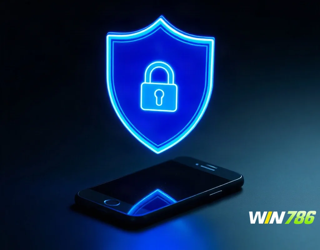 Security shield and smartphone illustrating WIN786 APK safety checks