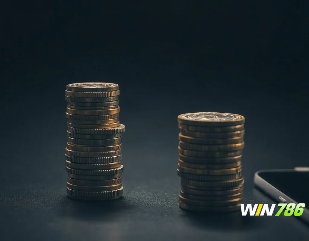 Coins representing pros and cons of installing the WIN786 APK