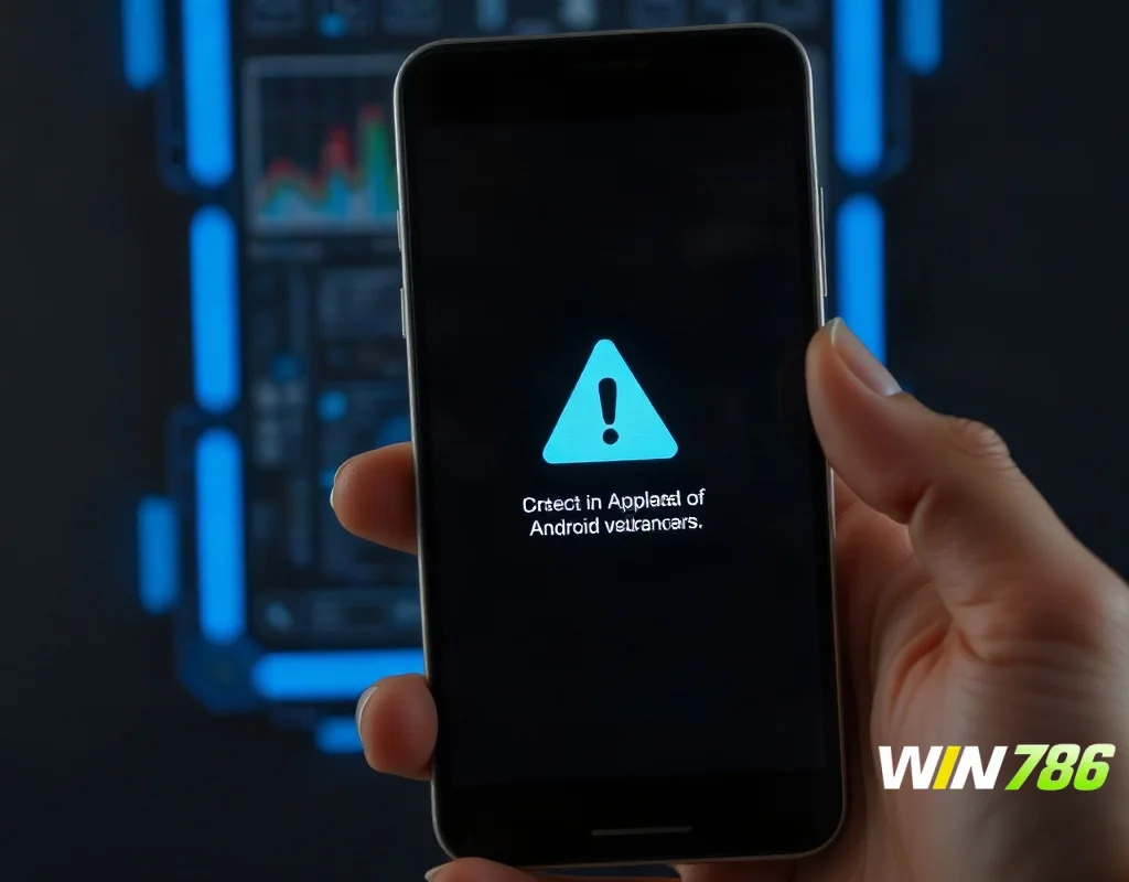 Android smartphone showing APK installation error warning icon on dark background