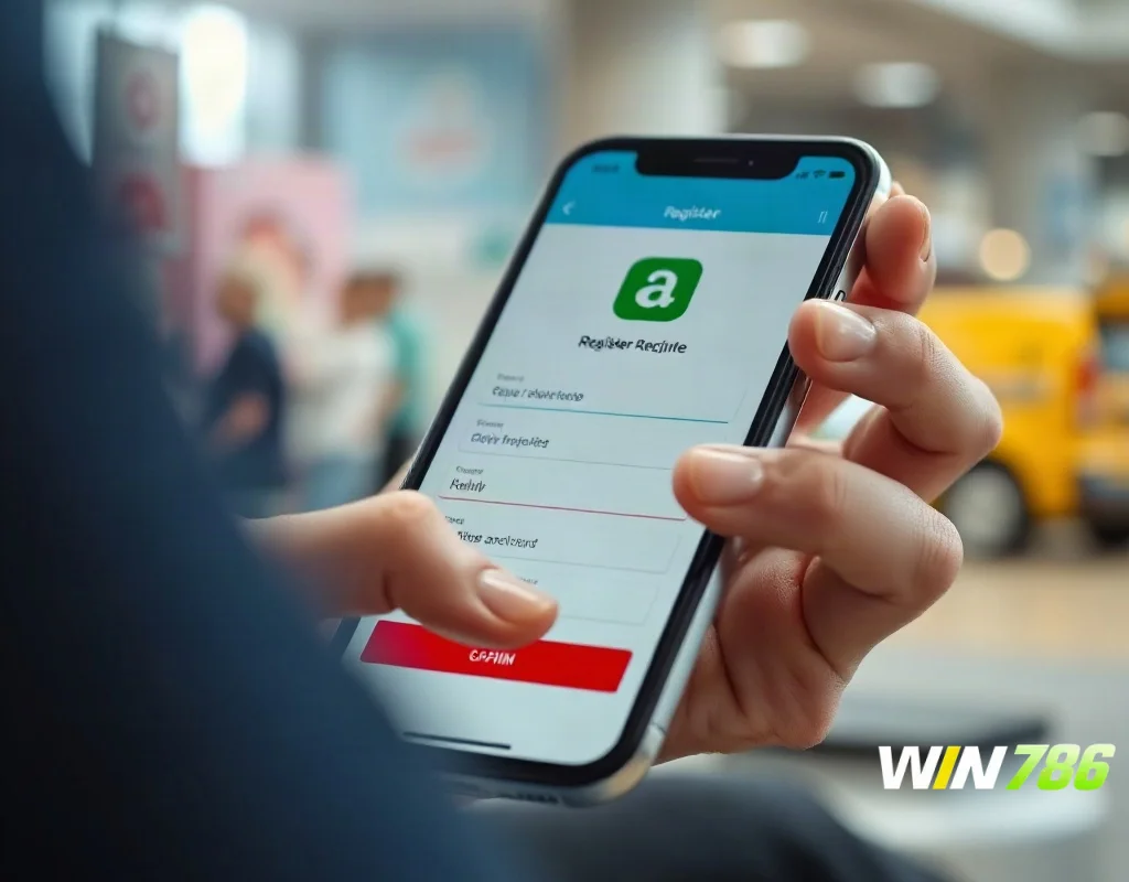 Person completing registration form on a mobile betting app