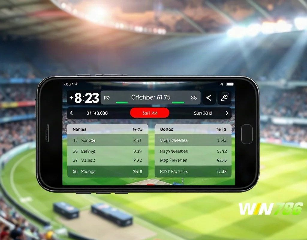 WIN786 sportsbook showing cricket betting odds and markets