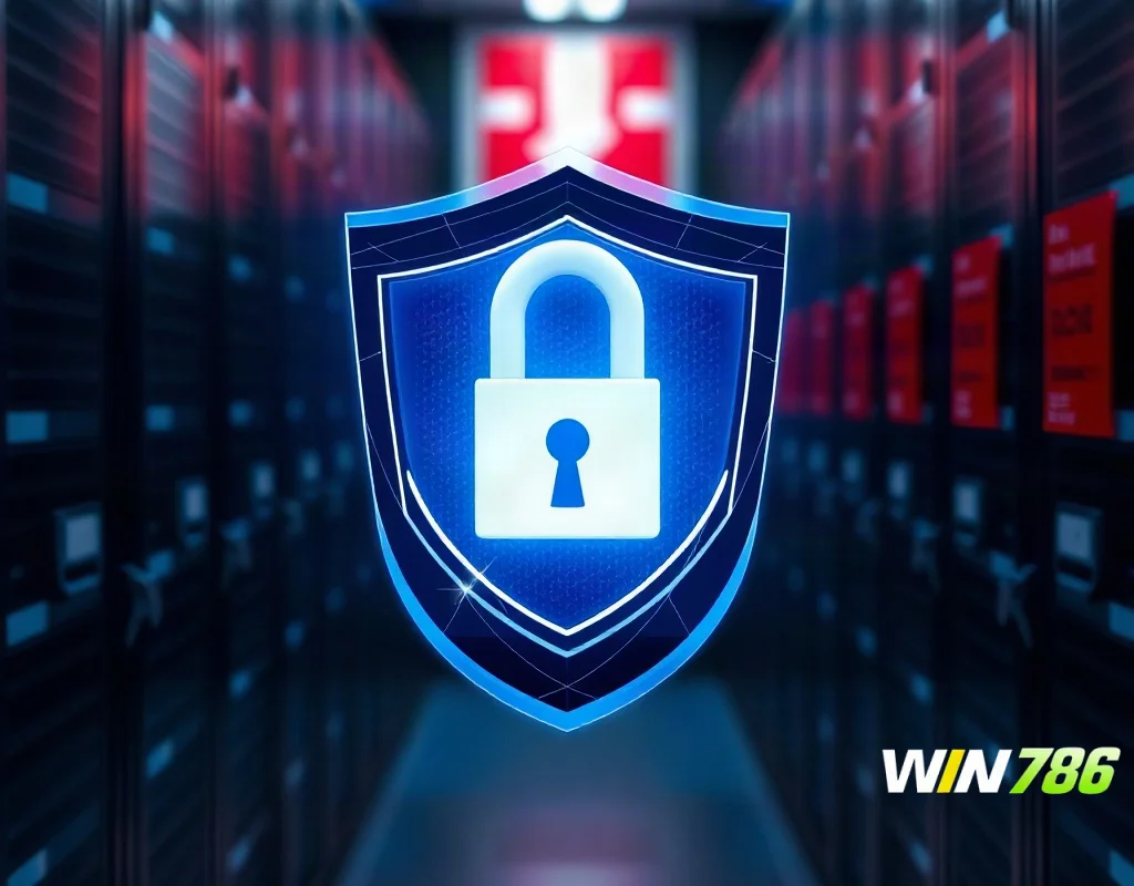 Digital shield and padlock symbolising safety checks and licence verification for an online game