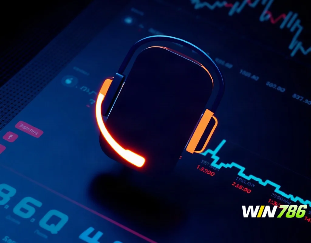 WIN786 customer support quick verdict with headset icon and dark interface background