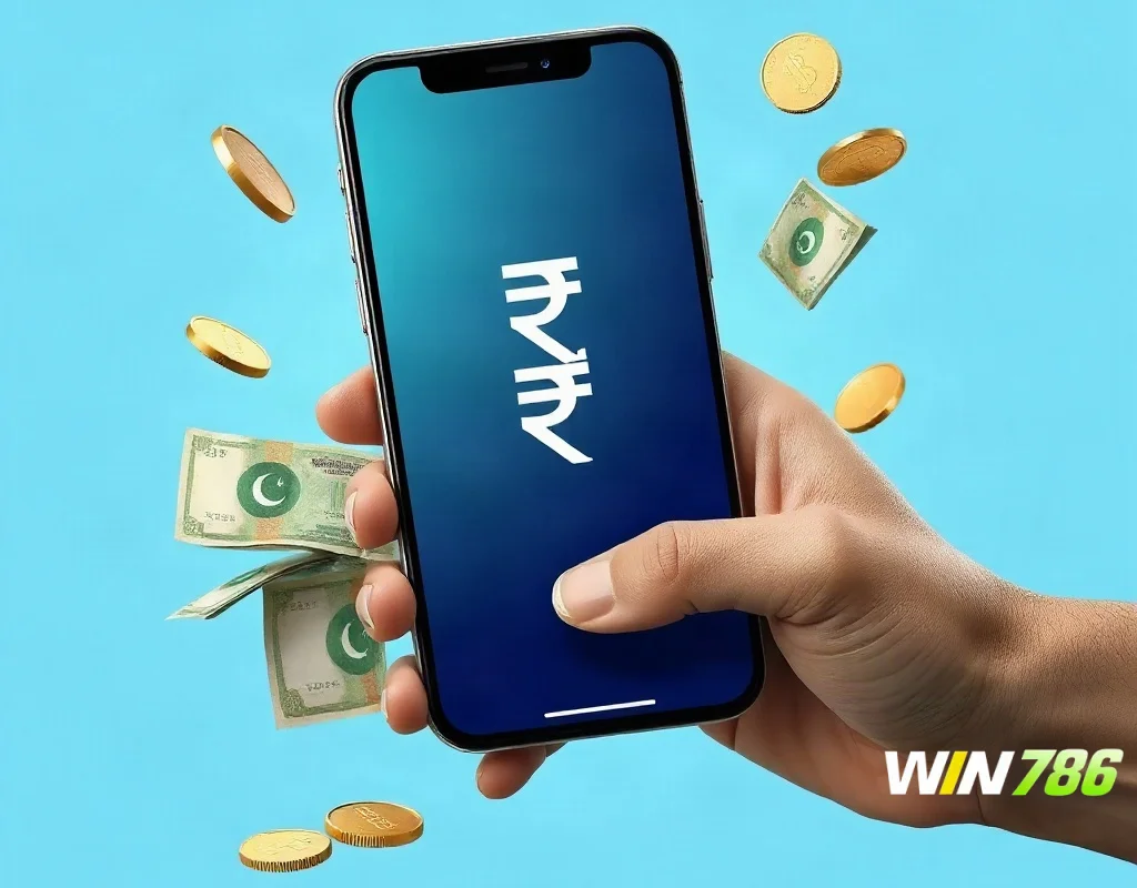 WIN786 deposit and withdrawal methods concept with mobile payment