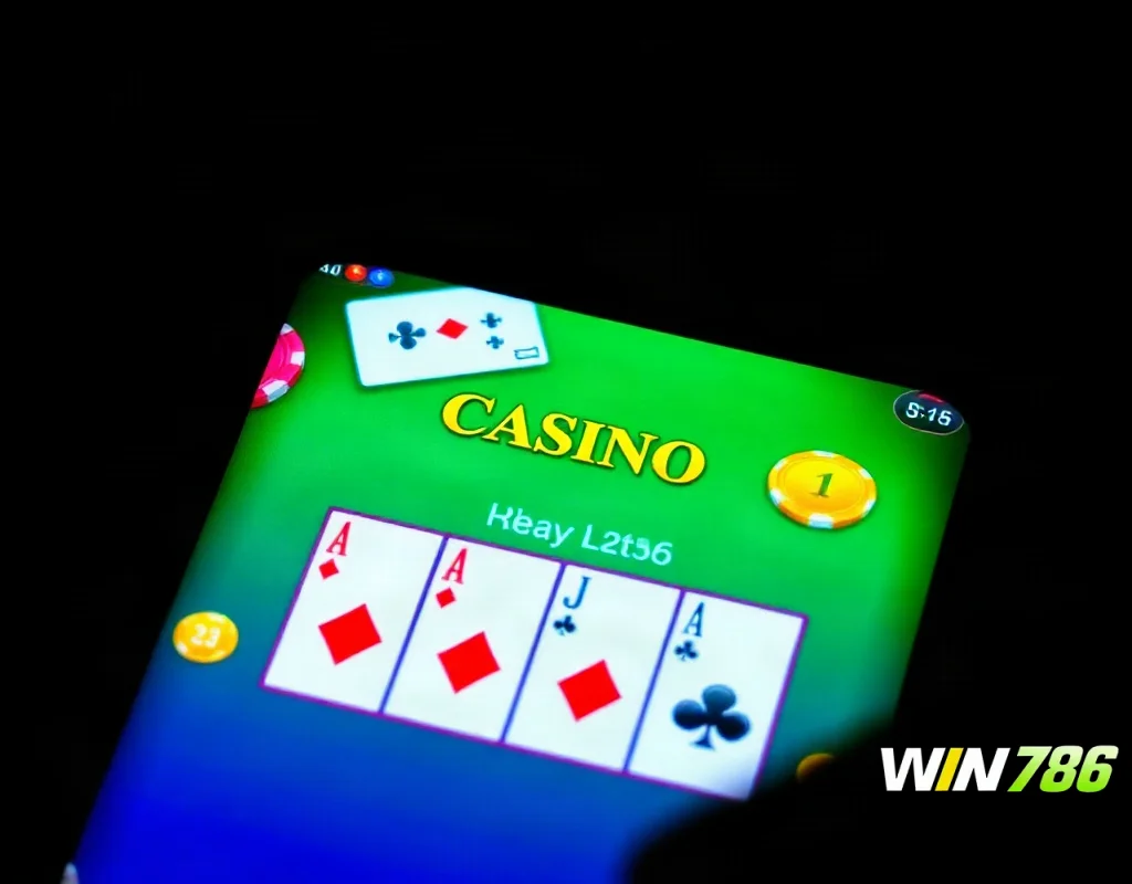 Smartphone displaying a casino game interface for WIN786
