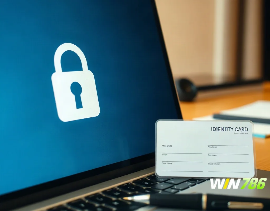 Padlock and blank identity card representing licence checks and KYC verification