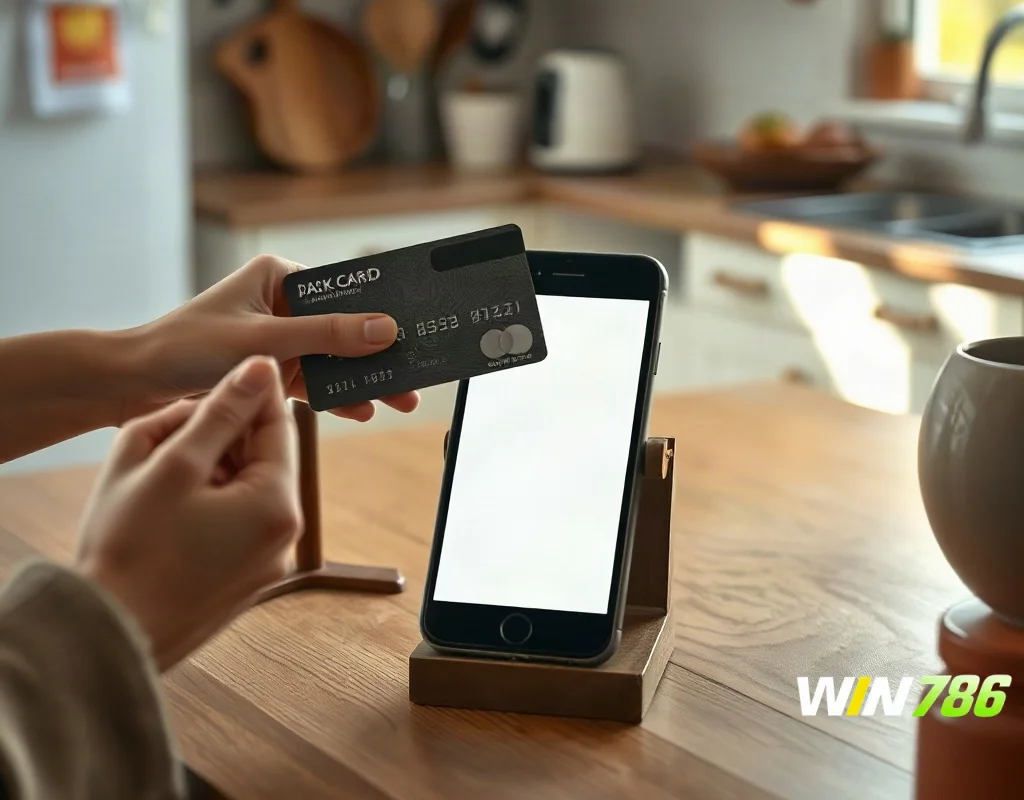 Bank card and smartphone illustrating deposit and withdrawal payment methods