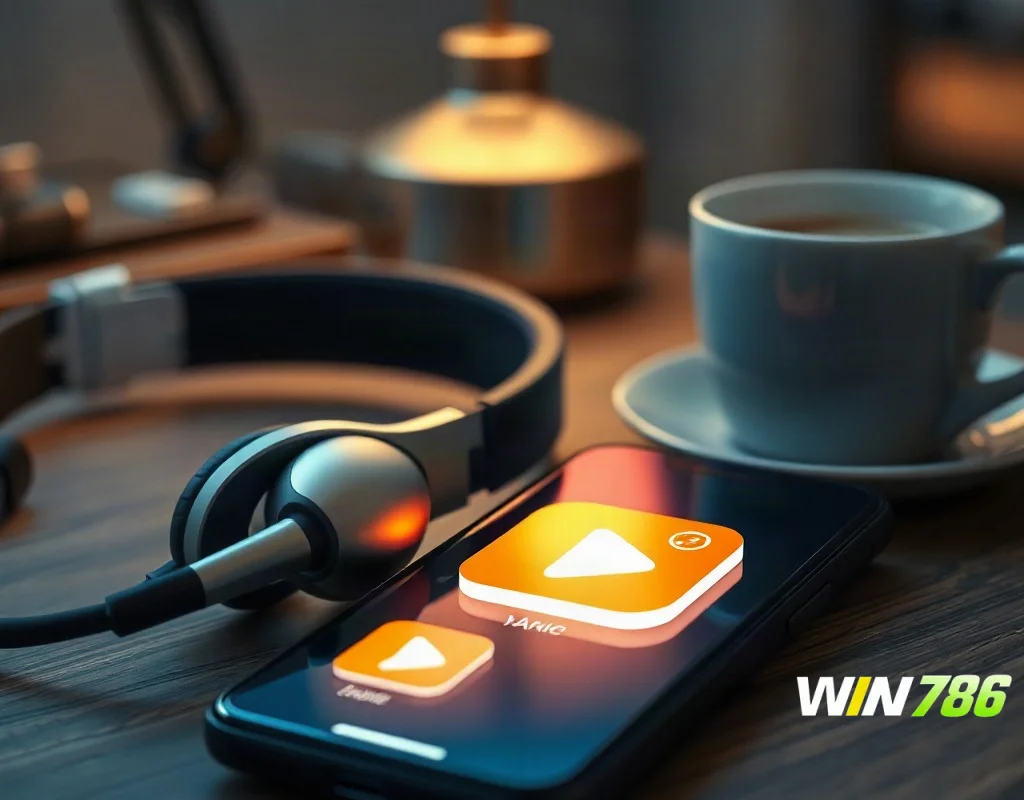 Smartphone and headphones showing mobile betting app access and customer support