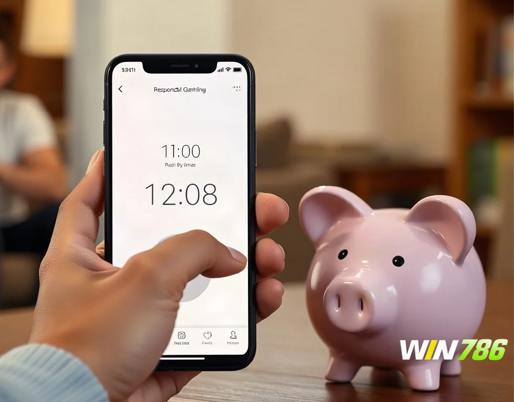 Responsible gambling concept with timer and savings
