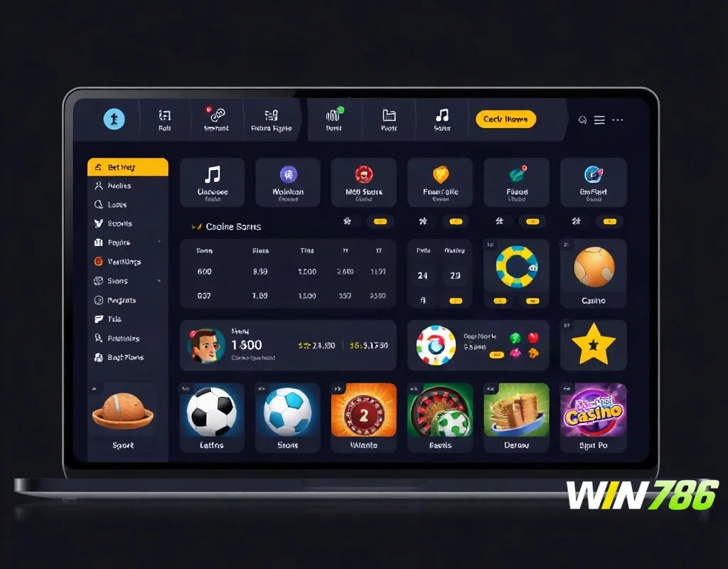 Illustration of WIN786 game platform features and services