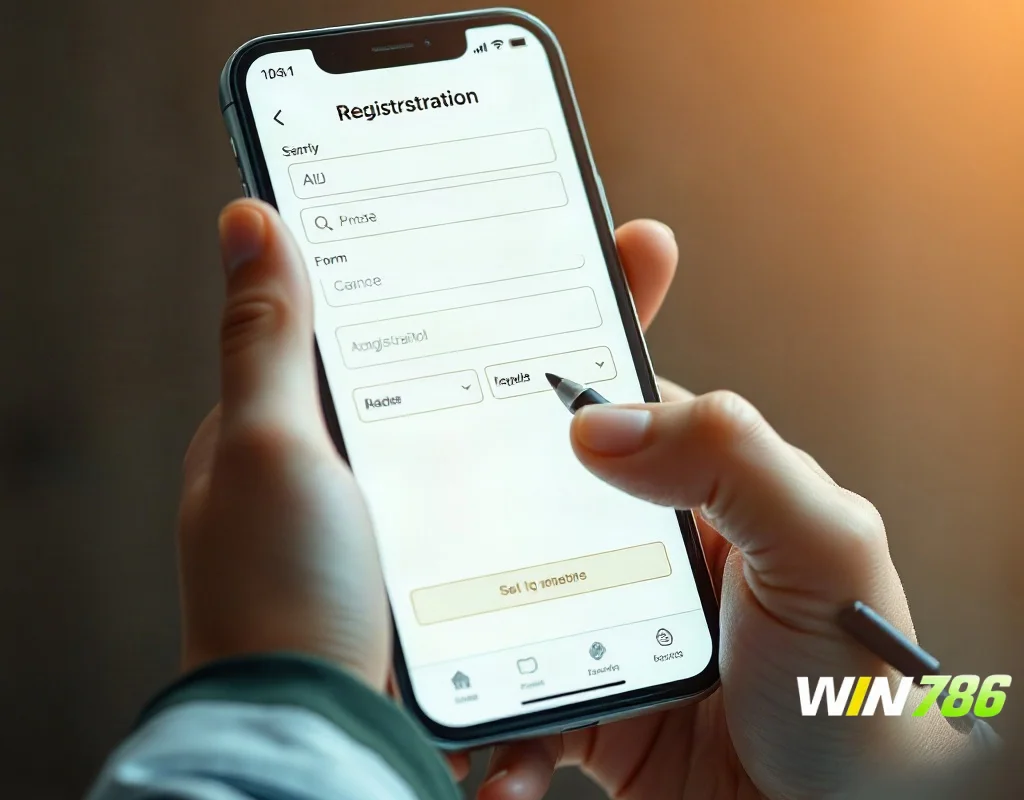 WIN786 registration and KYC verification process illustration