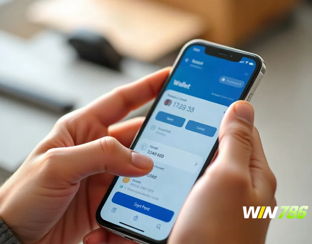 Person making a deposit via mobile wallet on a smartphone, step-by-step deposit process