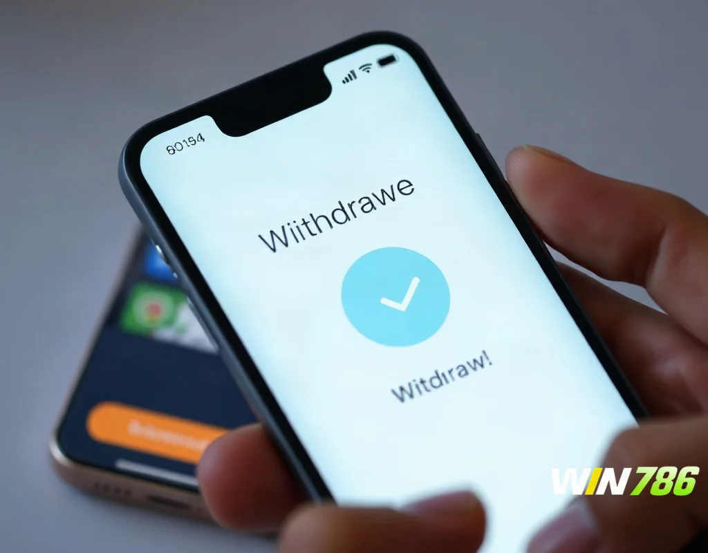 Smartphone displaying withdrawal confirmation from a mobile wallet, withdrawal process