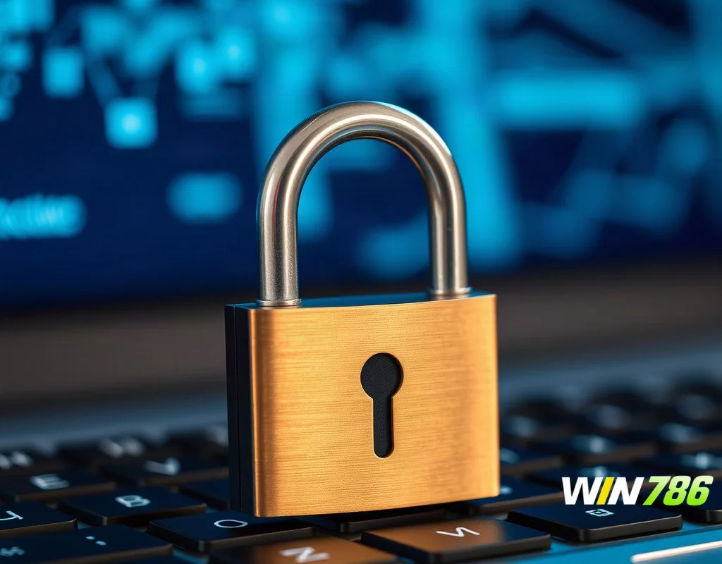Padlock on a laptop keyboard symbolising account security and KYC verification online