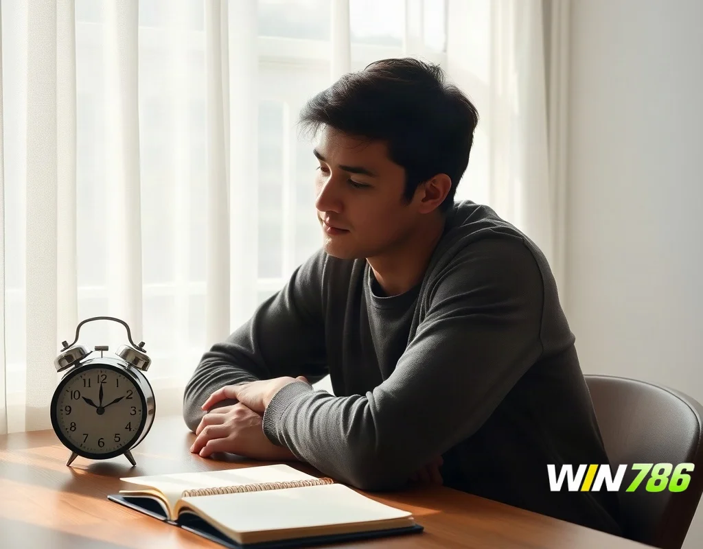Person planning a budget with a notebook and clock representing responsible gambling habits