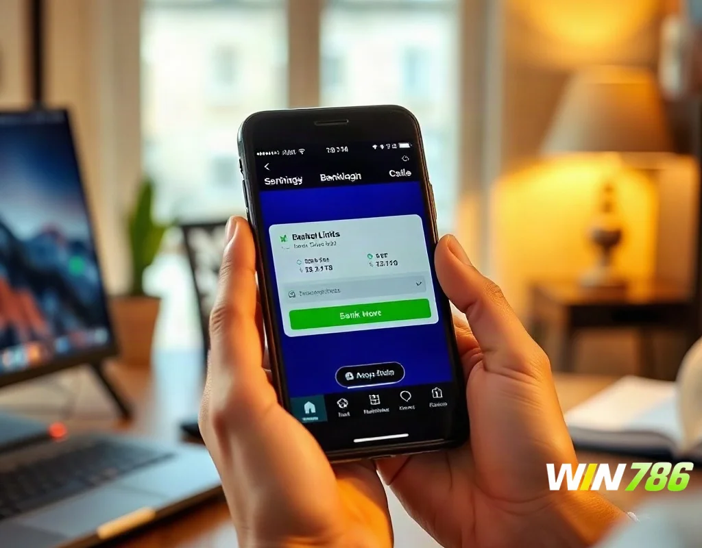 User reviewing WIN786 withdrawal methods and limits on a mobile device