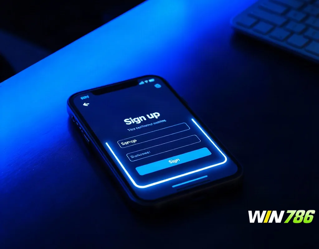 Smartphone showing a generic online sign-up screen for a new betting account