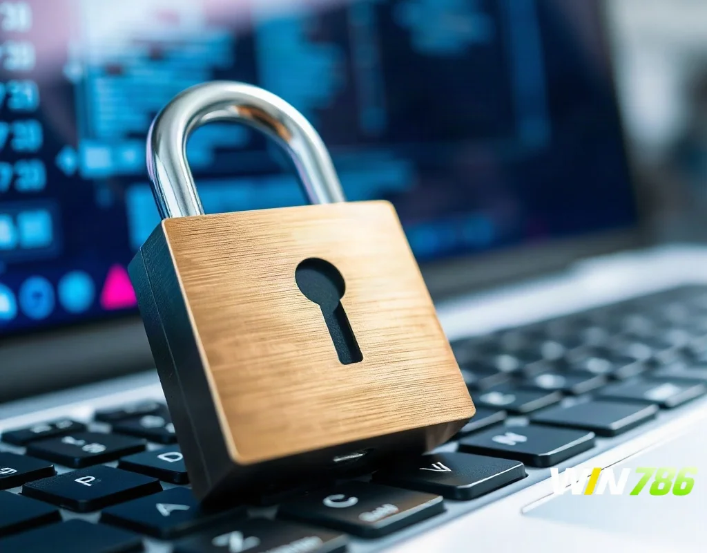 Padlock on a keyboard illustrating online betting account security and verification