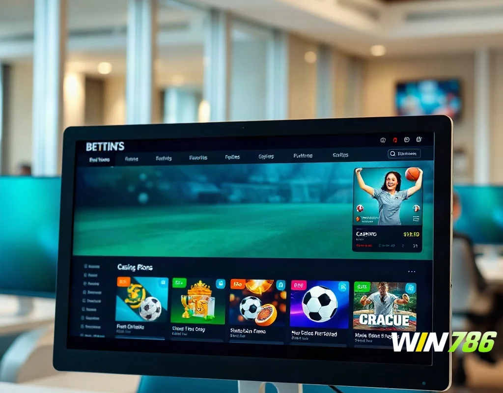 Overview of WIN786 platform showing sportsbook and casino products