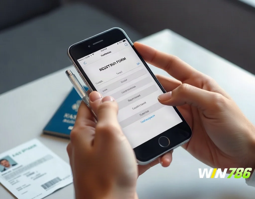 WIN786 registration and KYC verification process illustration