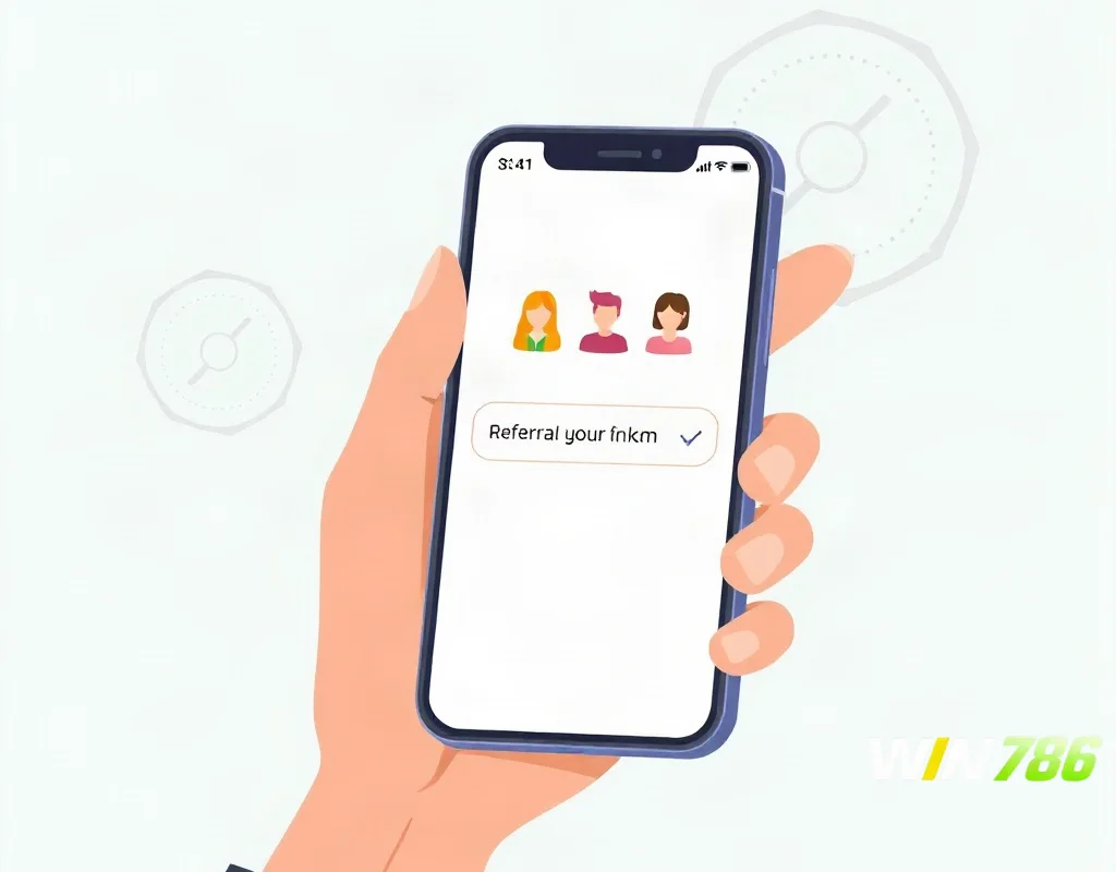 Illustration of sharing a referral link via smartphone