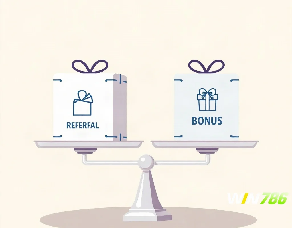 Balance scale comparing referral bonus and welcome bonus