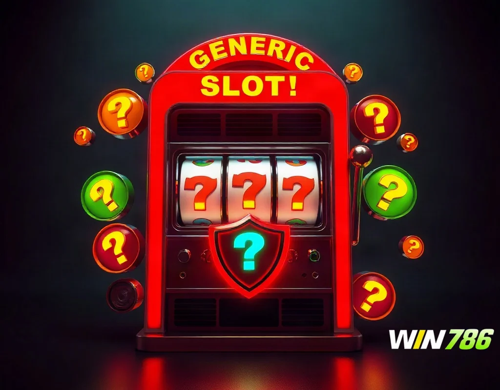 Slot machine with question marks and shield representing an online casino trust review