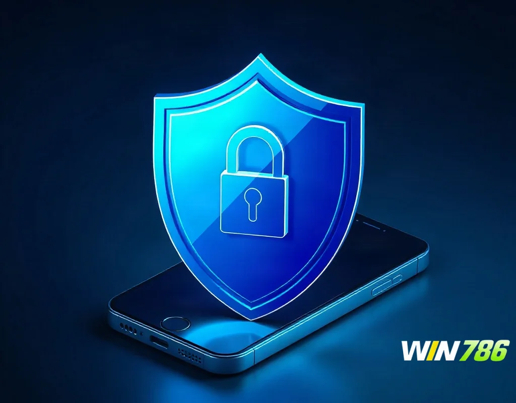Security shield and lock symbol over a smartphone representing online safety