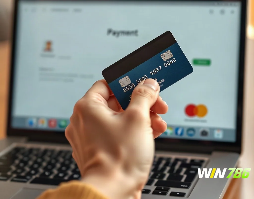 Person making an online withdrawal using a credit card