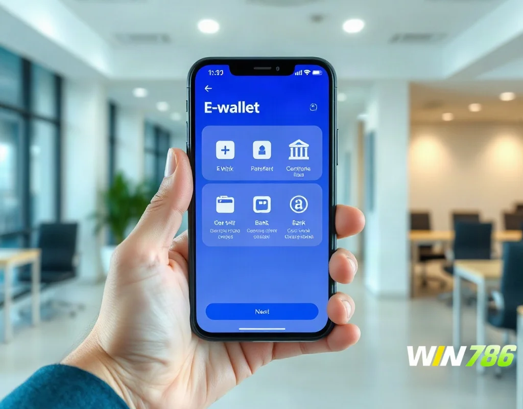 Smartphone displaying various withdrawal methods including e-wallets and bank transfer