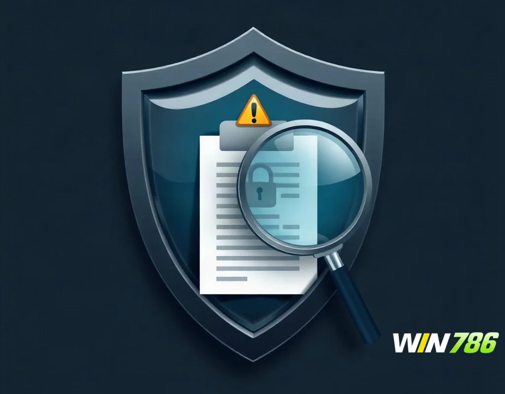 Shield and magnifying glass symbolising safety checks for WIN786 withdrawals